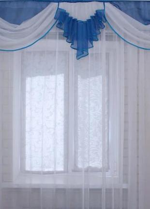Ламбрекен 3 м "изысканный шик" синего цвета
