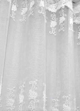 Тюль жакард "розалія" з принтом. колір білий7 фото