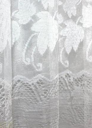 Тюль жакард "розалія" з принтом. колір білий6 фото