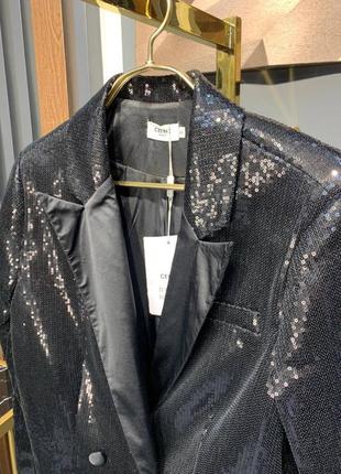 Пиджак жакет в стиле celine с пайетками укороченный черный2 фото