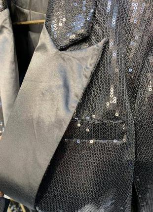 Пиджак жакет в стиле celine с пайетками укороченный черный3 фото