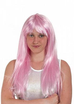 Парик карнавальный нежно-розовые прямые волосы+подарок1 фото