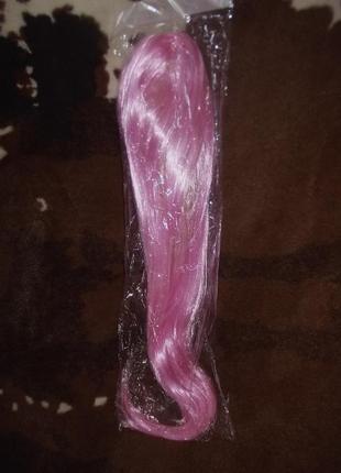 Парик карнавальный нежно-розовые прямые волосы+подарок7 фото