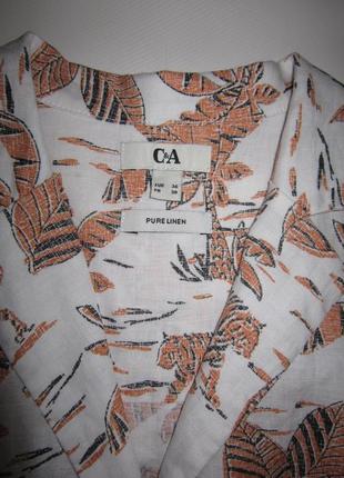 Свободная рубашка 100% лен тигры пальмы2 фото