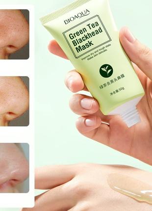 Маска-плёнка bioaqua с экстрактом зеленого чая для удаления угрей с области носа, выравнивающая тон кожи, 50g2 фото
