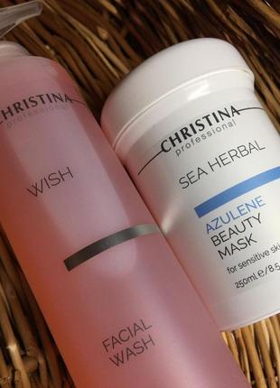 Лосьон для лица и азуленовая маска christina wish facial, sea herbal beauty mask azulene