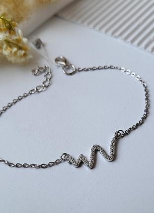 Срібний браслет на руку хвиля 16 - 19 см арт 2369р срібло 925 проби покрите родієм 1.90г