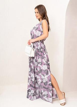 Довгий сарафан з боковим розрізом, жіноче довге плаття2 фото