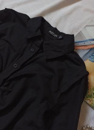 Чёрное платье рубашка со сборкой/драпировкой6 фото