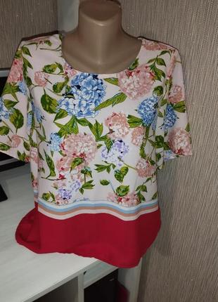Xl футболка в цветы,блуза.