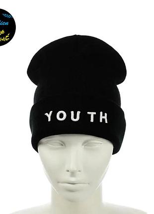● молодежная шапка бини - youth - черный ●