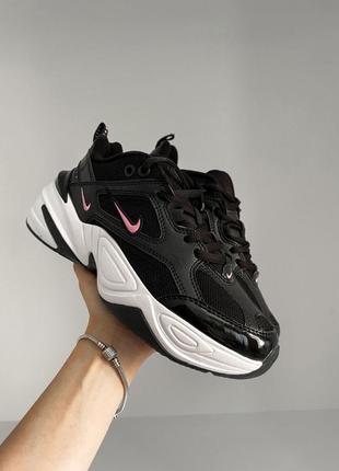 Женские кроссовки nike m2k tekno black white pink 36-37-38-39-40