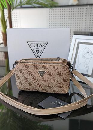 Женский стильный бежевый кошелек клатч guess тренд сезона
