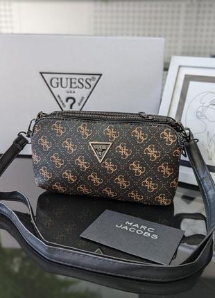 Женский стильный коричневый кошелек клатч guess тренд сезона