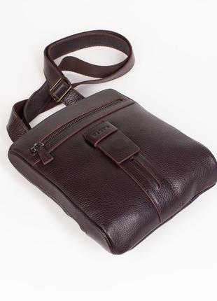 Чоловіча шкіряна сумка karya 0678-39 через плече коричнева3 фото