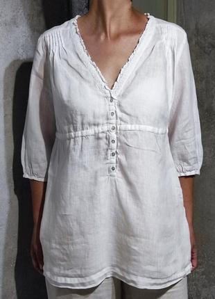 Сорочка льон блузка блуза туніка льон лляна біла вільна крій легка пляжна5 фото