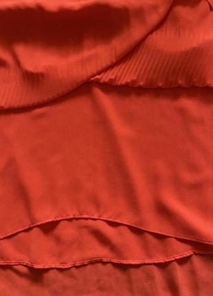 Яркая, оранжевая, шифоновая, блуза, zara, без рукавов, плиссе, новая, майка,6 фото