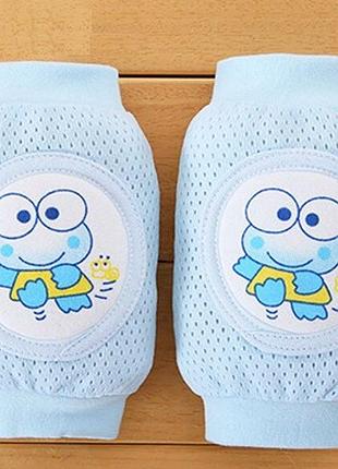 Наколінники для дітей 2 шт , наколінники дитячі з поролоновими подушечками, захист на коліна, блакитна жабка