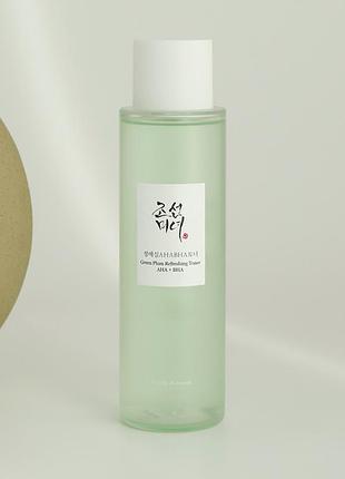 Тонер для лица с кислотами beauty of joseon green plum refreshing toner aha + bha, 150 мл