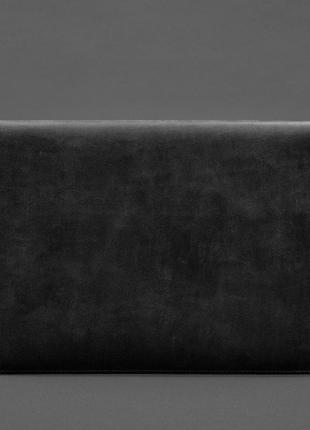 Чехол-конверт кожа+фетр на магнитах для macbook 13'' черный crazy horse3 фото