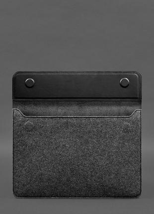 Чехол-конверт кожа+фетр на магнитах для macbook 13'' черный crazy horse2 фото