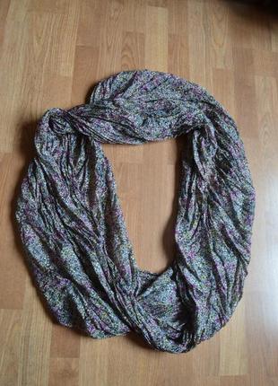 Цветочный шелковый хомут шарф палантин1 фото