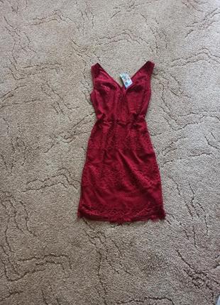 Платье ажурное бордо1 фото