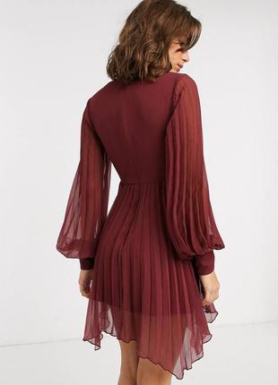 Плиссированное платье мини с пышными рукавами asos design4 фото