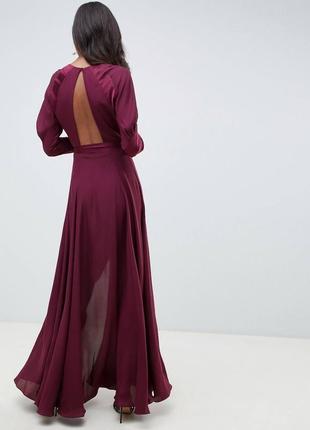 Атласное платье макси с пышными рукавами и квадратным вырезом asos design2 фото