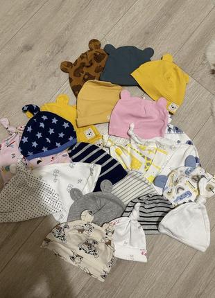 Шапочки детские на 0-3м, 2-4м, 3-6м, 6-9м, h&amp;m1 фото