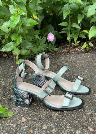 Кожаные с тиснением босоножки с ремешками много цветов6 фото