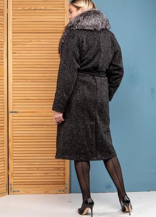 Шикарное пальто букле шерсть зима италия финская чернобурка новая коллекция 2020-20216 фото