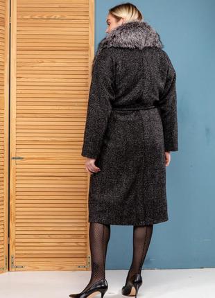 Шикарное пальто букле шерсть зима италия финская чернобурка новая коллекция 2020-20219 фото