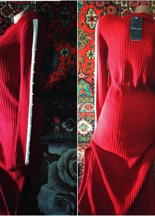 Красивое красное платье в рубчик ♥️ турция9 фото
