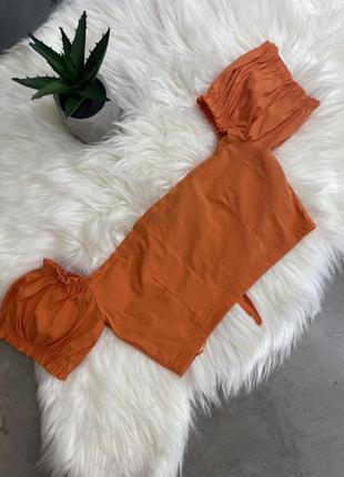 Оранжевый топ корсет блуза со шнуровкой4 фото