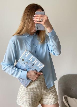 Голубая женская блуза3 фото