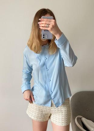 Голубая женская блуза5 фото