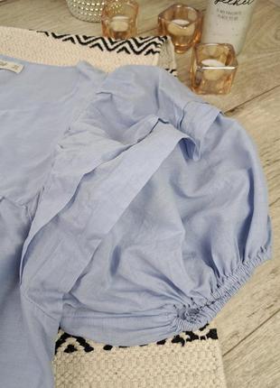 Брендовая мыла блуза свободного кроя с пышными рукавами f&amp;f🩵4 фото