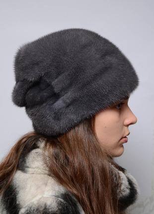 Женская норковая шапка-кубанка конверт ирис