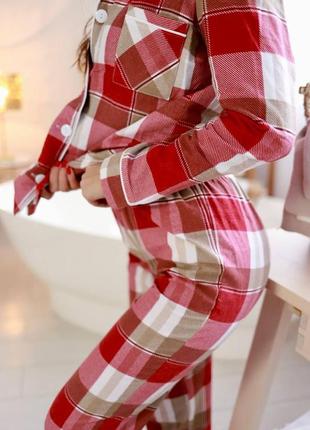 Теплая пижама с фланели в трендовую клетку xs6 фото