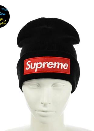 ● молодіжна шапка біні - супрім / supreme - чорний ●
