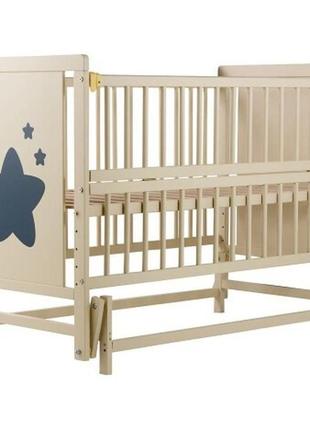 Ліжечко дитяче дерев'яне зірочка 120х60 без шухляди біле2 фото