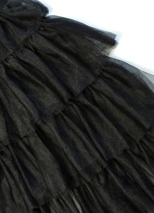 Шикарное многослойное фатиновое платье макси с оборкой на воротнике3 фото