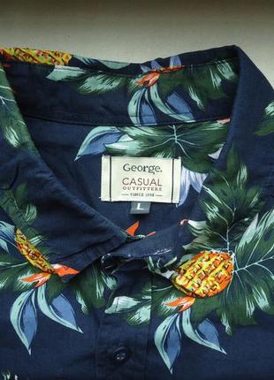 Рубашка  гавайская george casual cotton темная гавайка (l-xl)3 фото