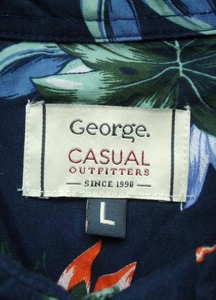 Рубашка  гавайская george casual cotton темная гавайка (l-xl)4 фото