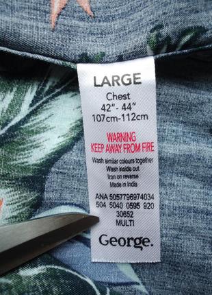 Рубашка  гавайская george casual cotton темная гавайка (l-xl)7 фото