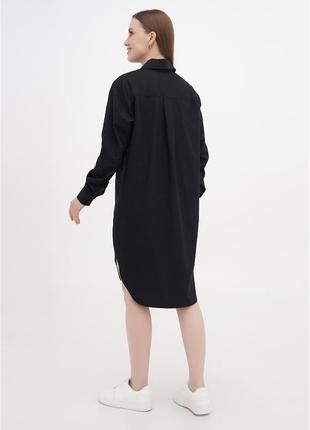 Платье-рубашка черная oversize3 фото