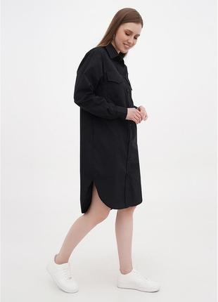 Платье-рубашка черная oversize2 фото