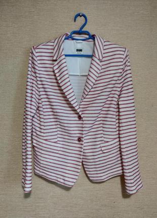 Овтній трикотажний жакет піджак блейзер у смужку