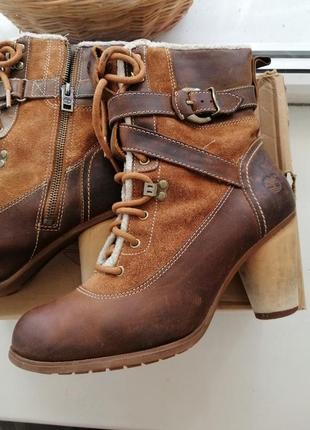 Ботинки timberland на устойчивом каблуке сапоги
